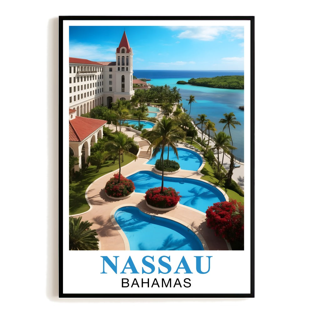 Nassau Bahamas Tropical Resort Poster Wall Art Decor For Vacation Lovers And Beach Landscape Print Ideal For Home Decoration Office Living Room Office Decor Unframed | siriusteestore