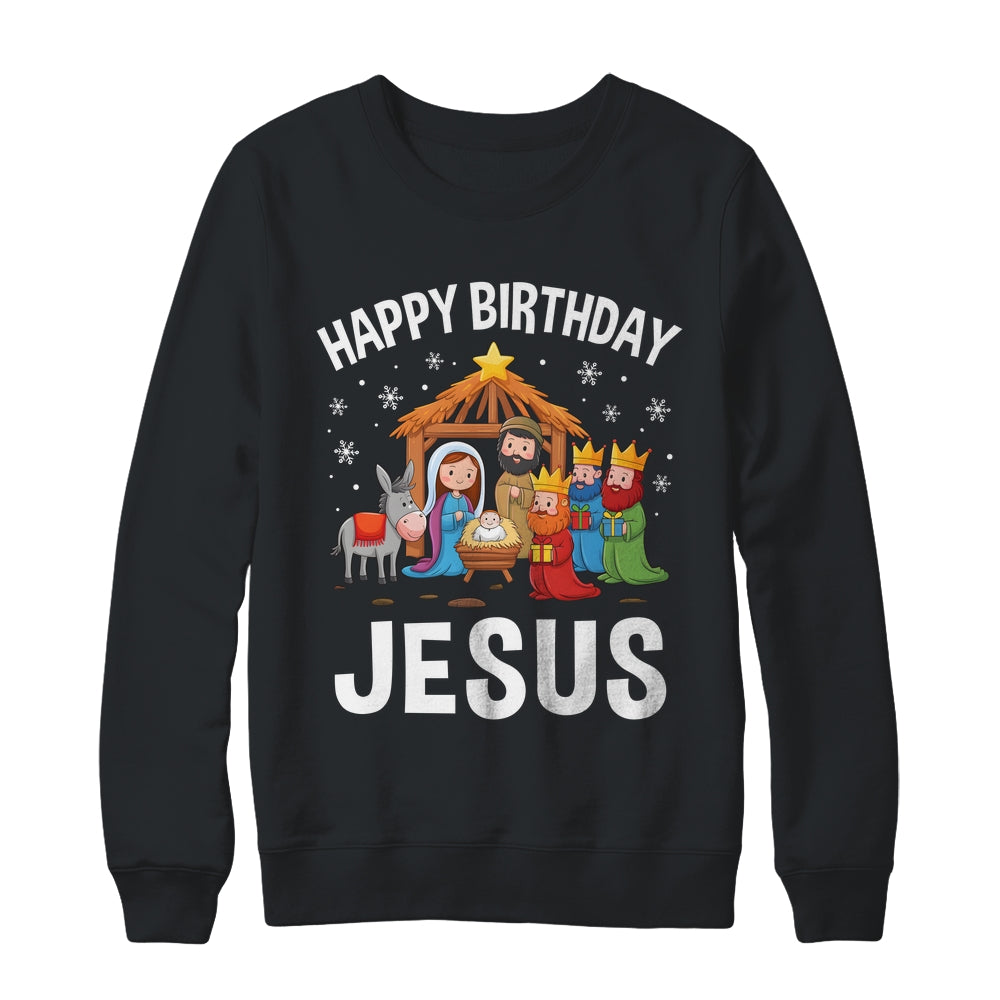 Nativity Happy Birthday Jesus Christmas Nativity Christian Shirt & Sweatshirt | siriusteestore