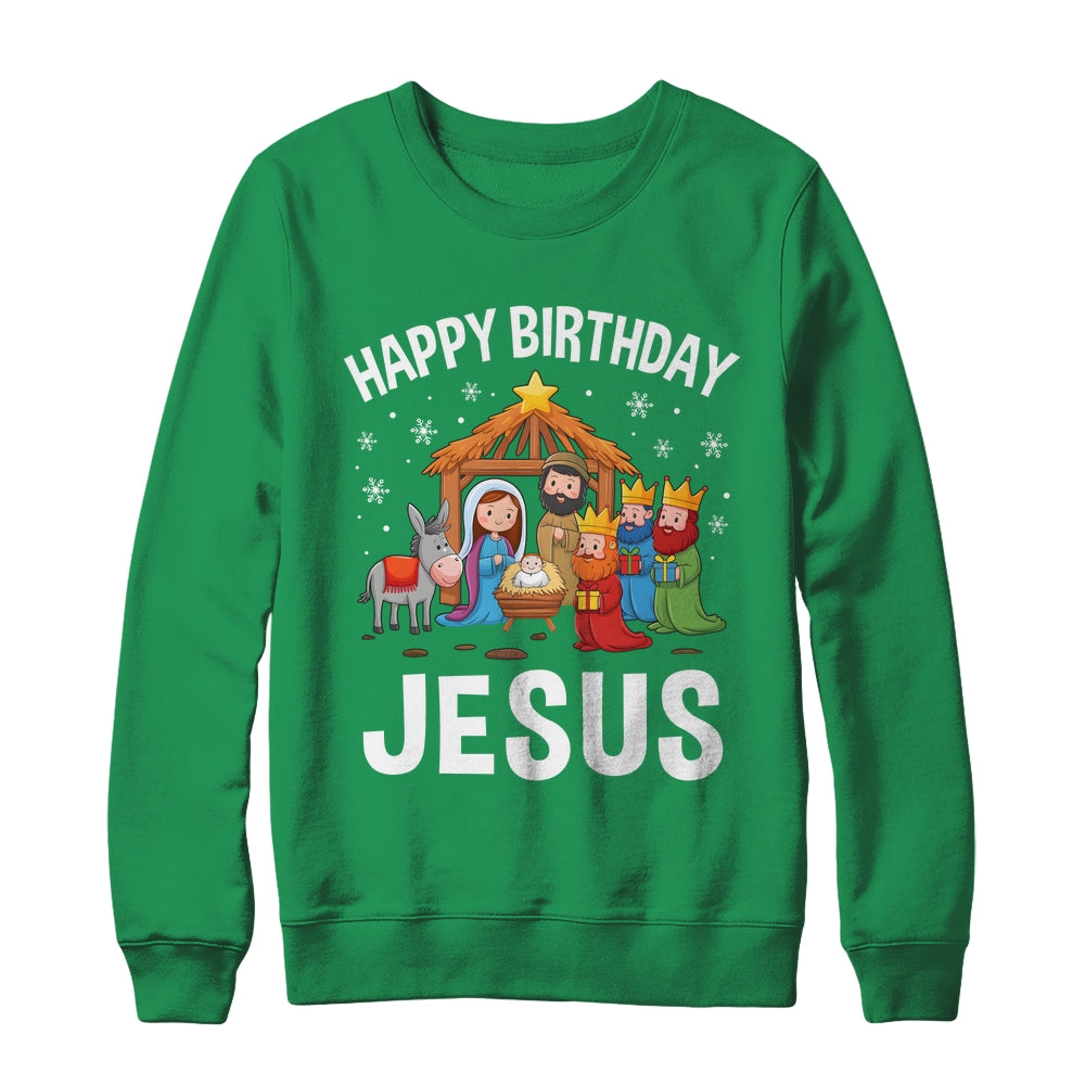 Nativity Happy Birthday Jesus Christmas Nativity Christian Shirt & Sweatshirt | siriusteestore