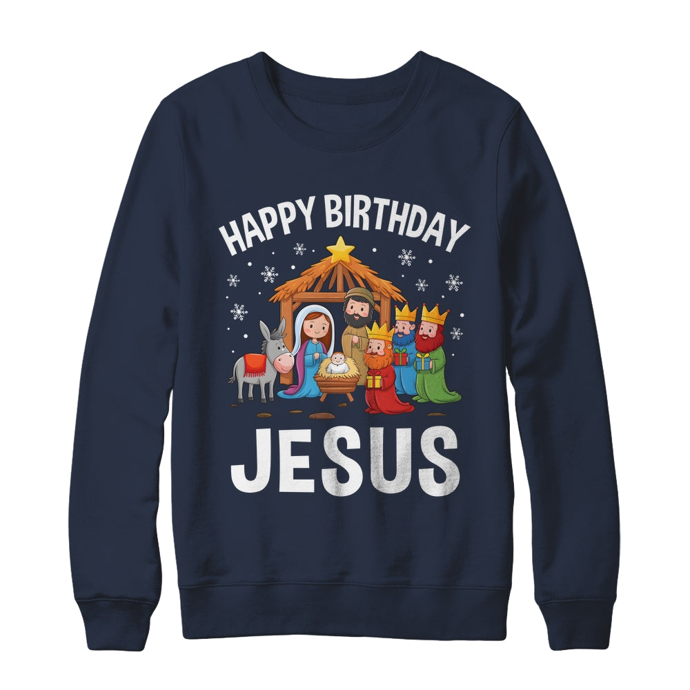 Nativity Happy Birthday Jesus Christmas Nativity Christian Shirt & Sweatshirt | siriusteestore