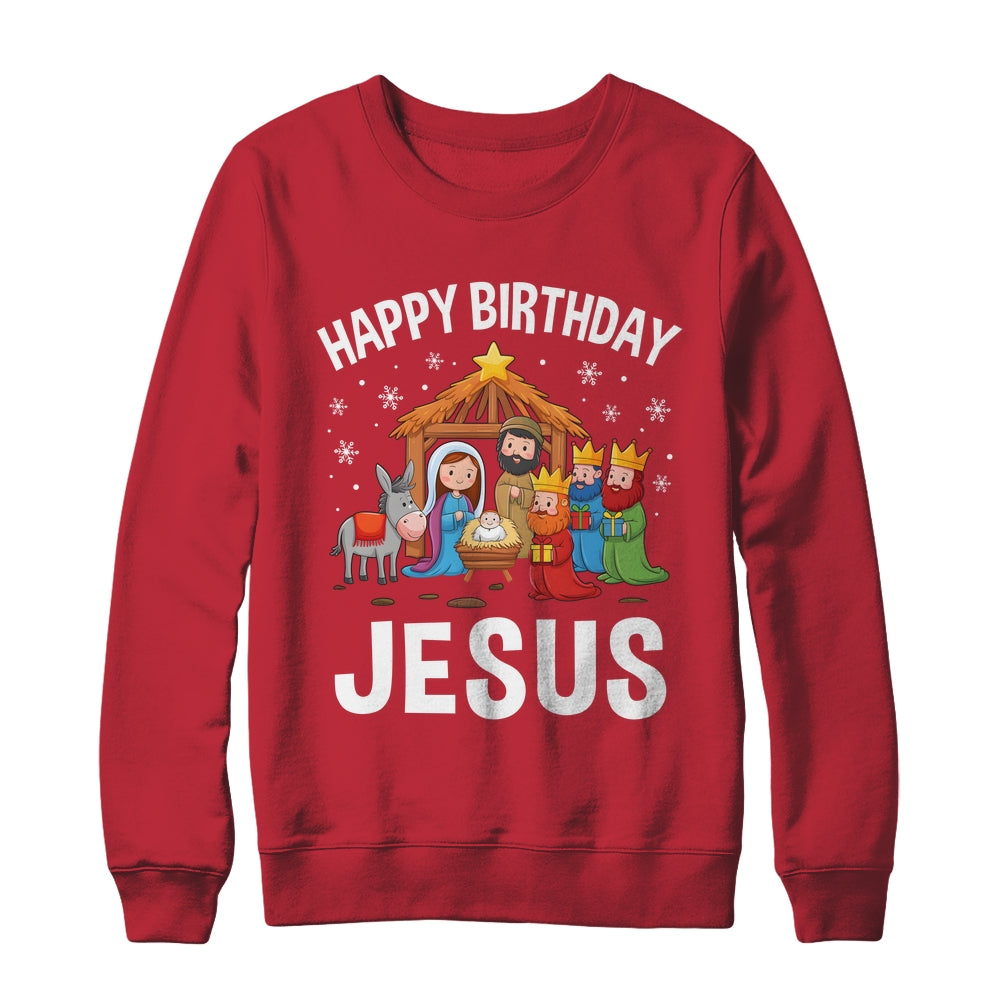 Nativity Happy Birthday Jesus Christmas Nativity Christian Shirt & Sweatshirt | siriusteestore