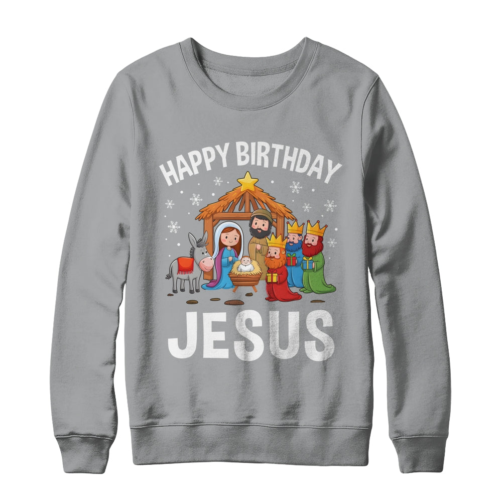 Nativity Happy Birthday Jesus Christmas Nativity Christian Shirt & Sweatshirt | siriusteestore