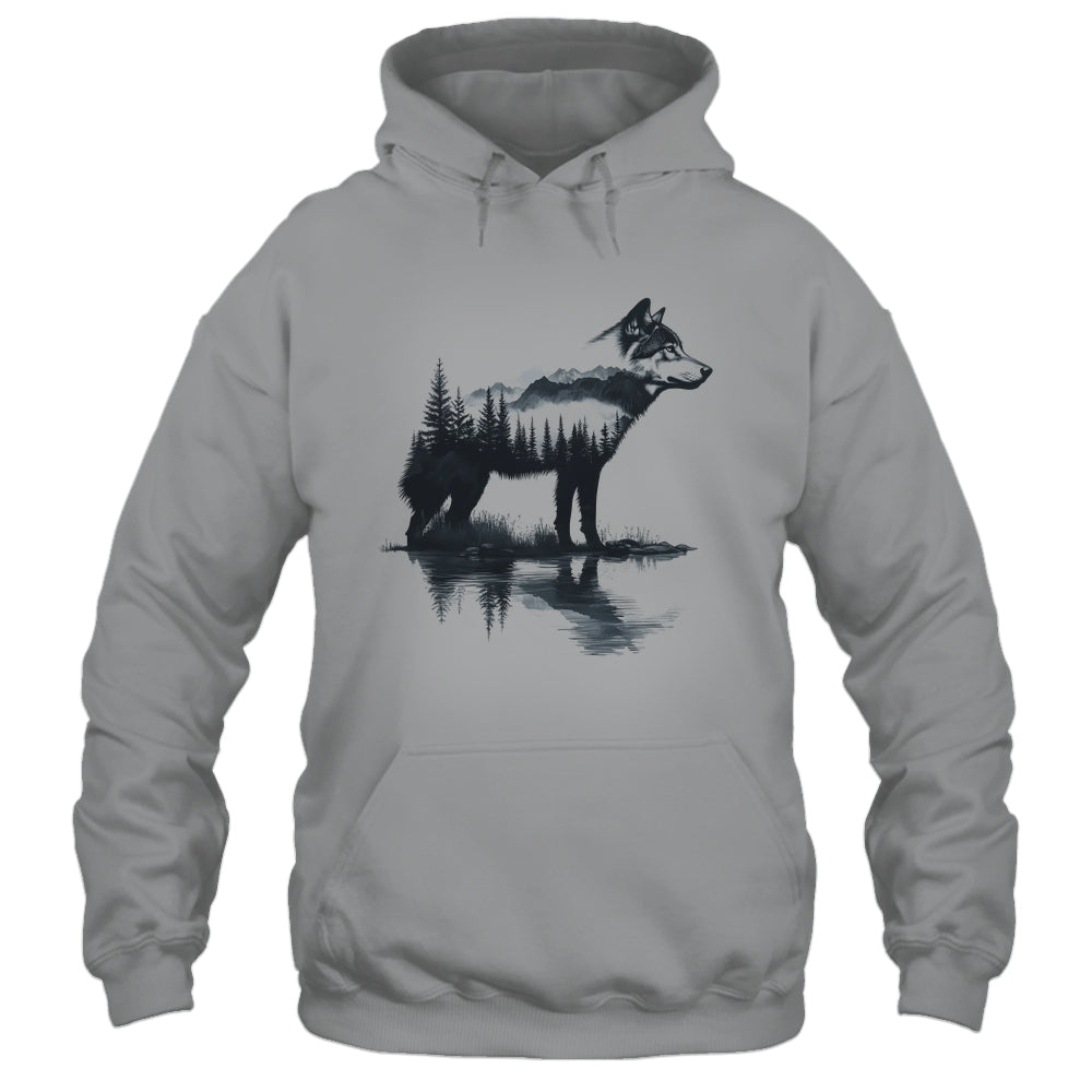 Nature Mountains Adventure Wolf Outdoor Wildlife Forest Shirt & Hoodie | siriusteestore