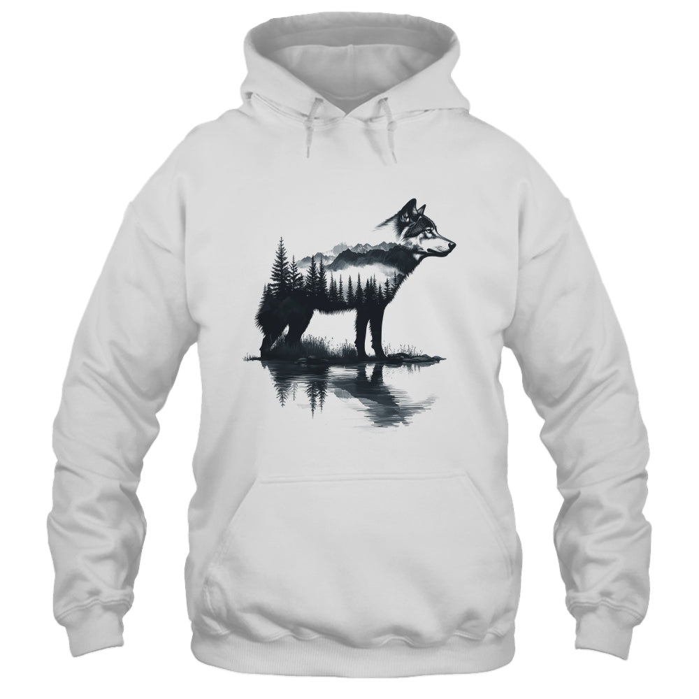 Nature Mountains Adventure Wolf Outdoor Wildlife Forest Shirt & Hoodie | siriusteestore