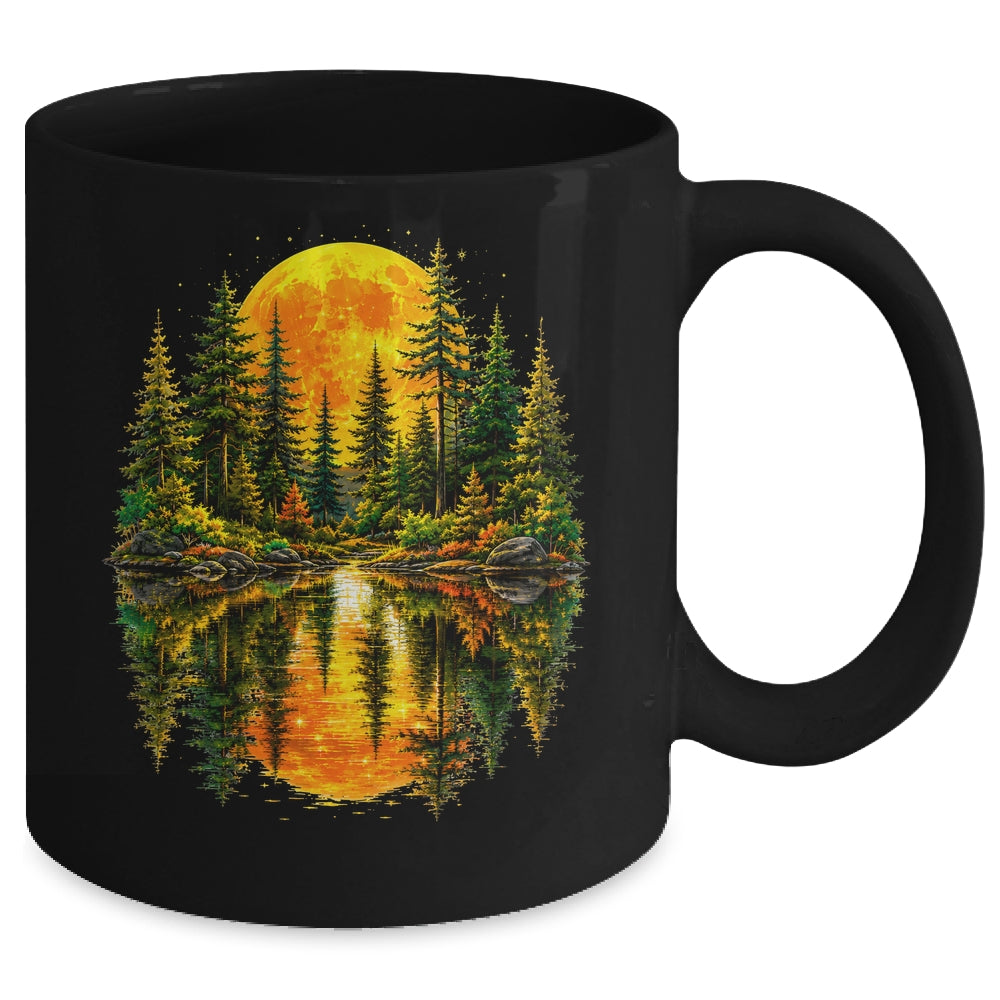 Nature Reflection Us Flag Forest Trees Outdoor Wildlife Mug | siriusteestore