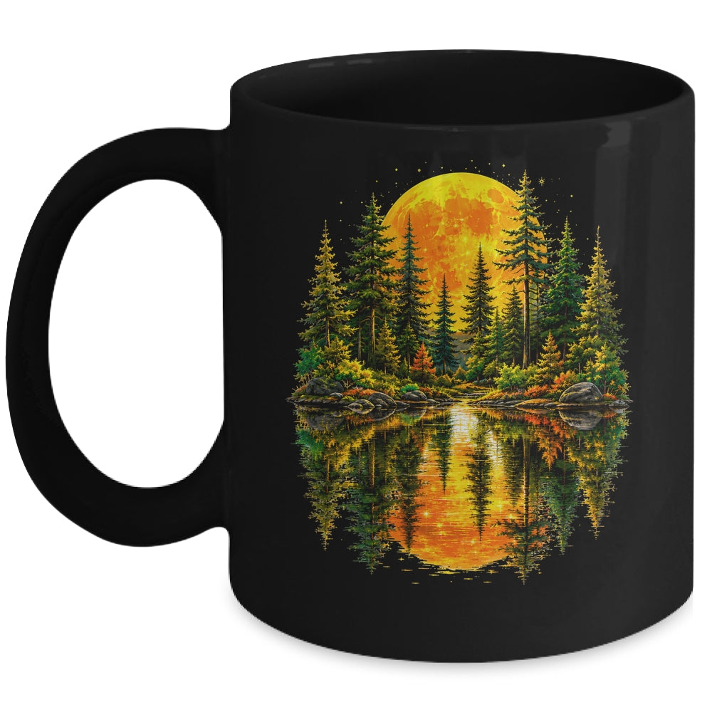 Nature Reflection Us Flag Forest Trees Outdoor Wildlife Mug | siriusteestore