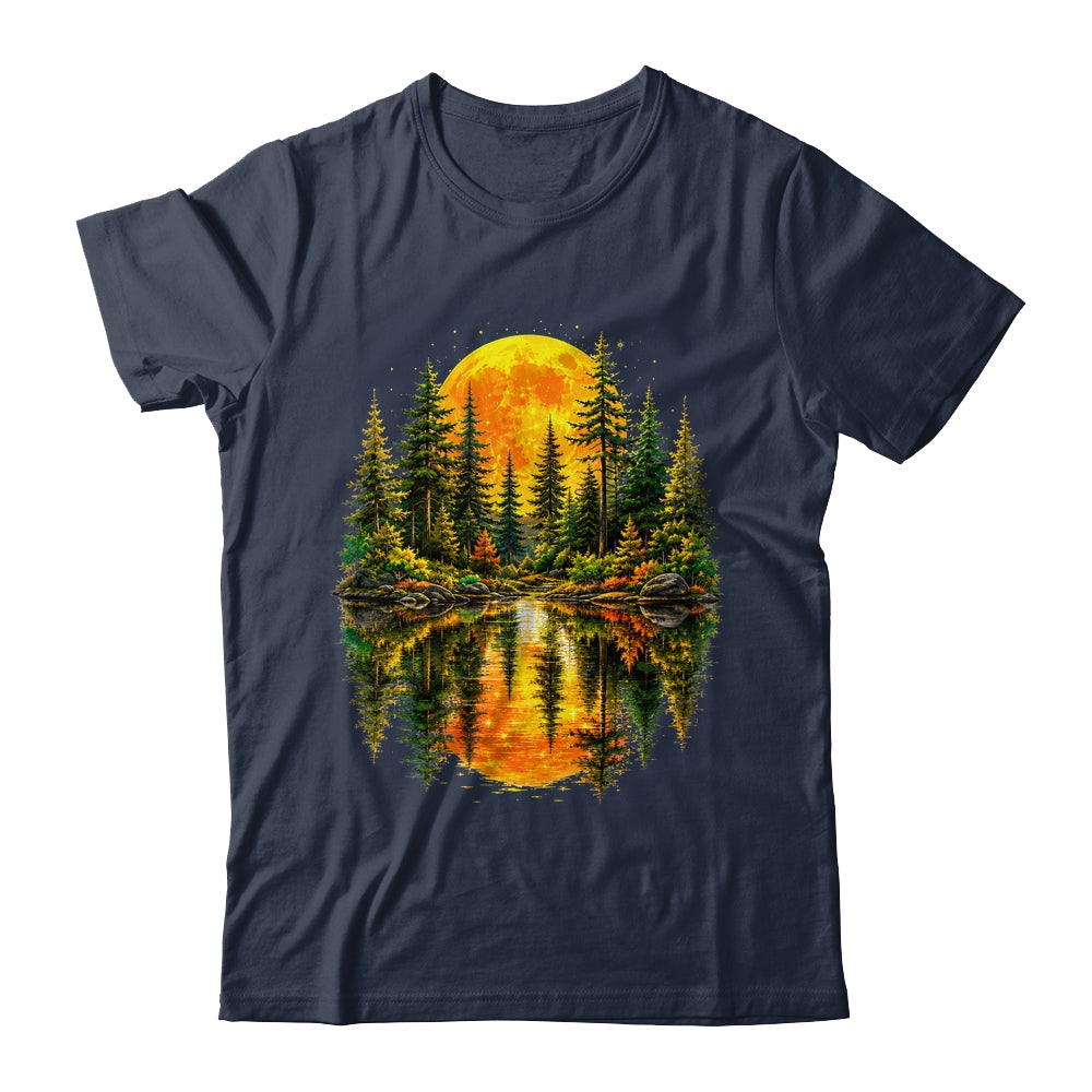 Nature Reflection Us Flag Forest Trees Outdoor Wildlife Shirt & Tank Top | siriusteestore