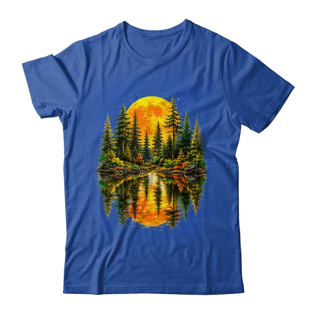 Nature Reflection Us Flag Forest Trees Outdoor Wildlife Shirt & Tank Top | siriusteestore