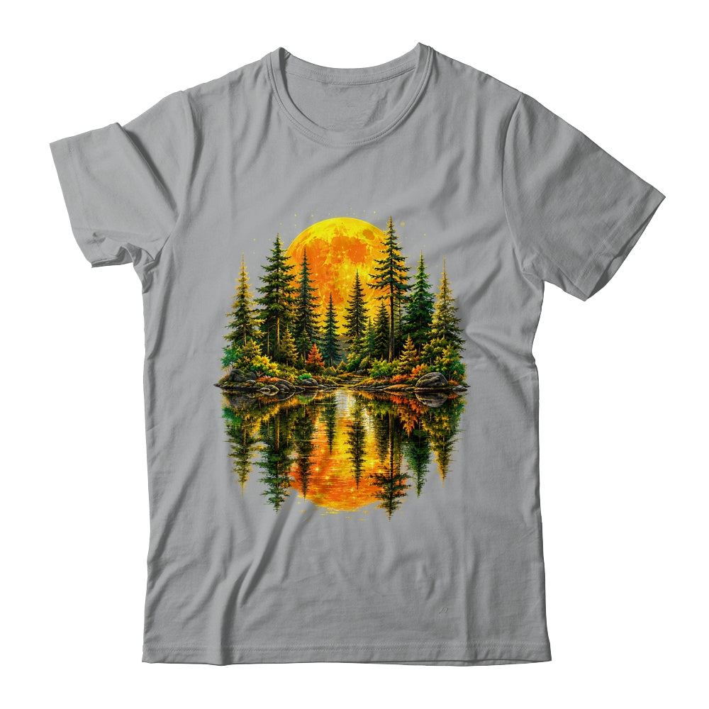 Nature Reflection Us Flag Forest Trees Outdoor Wildlife Shirt & Tank Top | siriusteestore