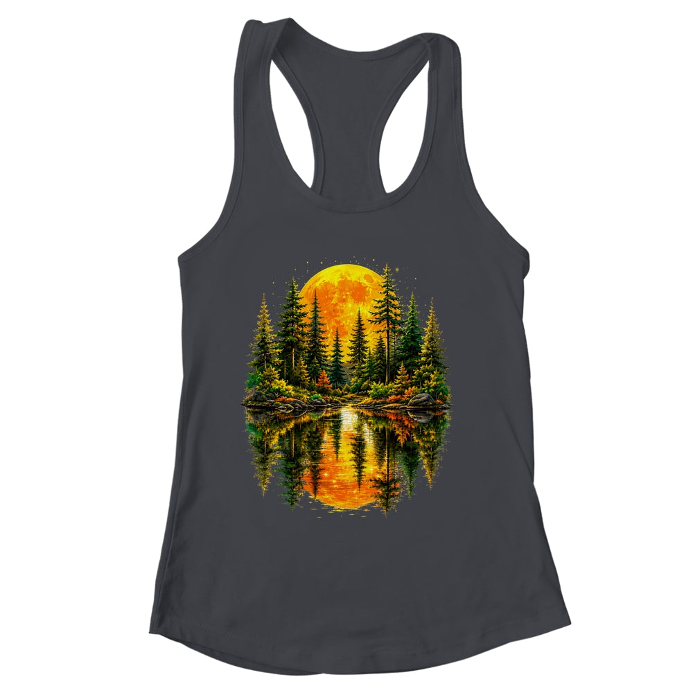 Nature Reflection Us Flag Forest Trees Outdoor Wildlife Shirt & Tank Top | siriusteestore