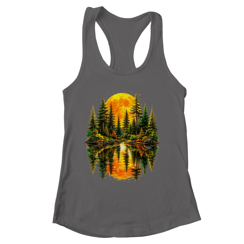 Nature Reflection Us Flag Forest Trees Outdoor Wildlife Shirt & Tank Top | siriusteestore