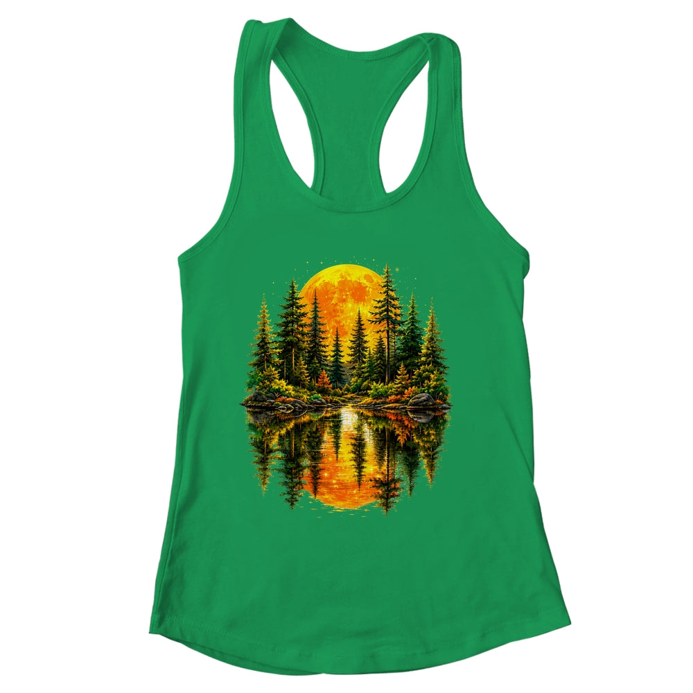 Nature Reflection Us Flag Forest Trees Outdoor Wildlife Shirt & Tank Top | siriusteestore