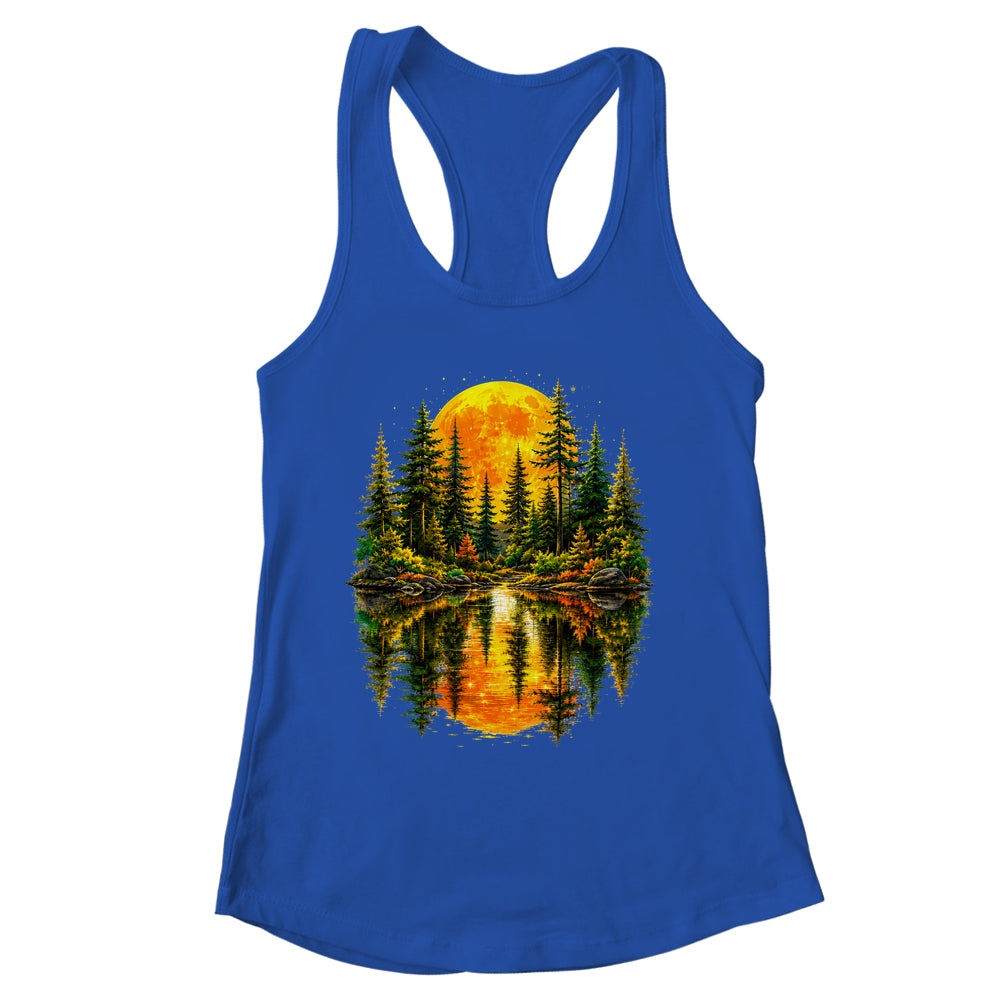 Nature Reflection Us Flag Forest Trees Outdoor Wildlife Shirt & Tank Top | siriusteestore