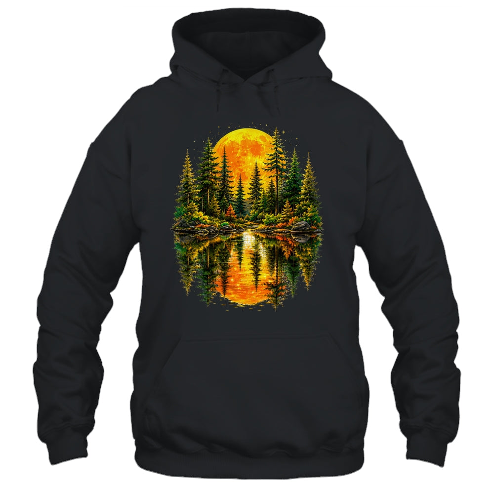 Nature Reflection Us Flag Forest Trees Outdoor Wildlife Shirt & Tank Top | siriusteestore