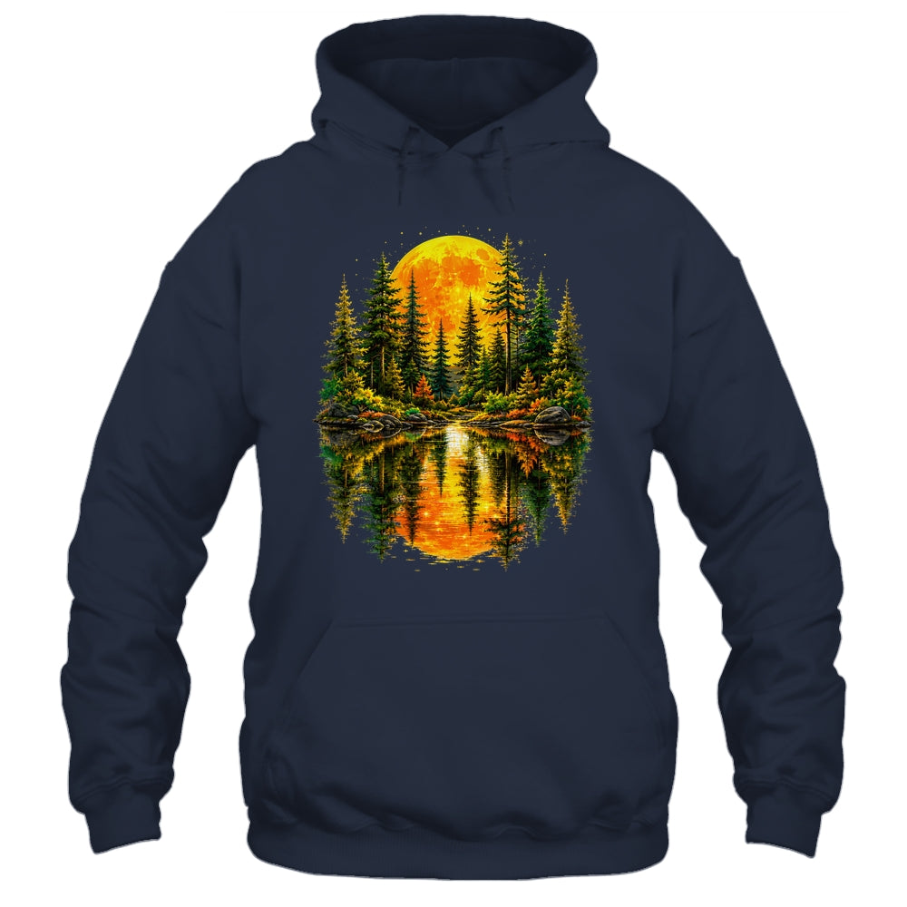 Nature Reflection Us Flag Forest Trees Outdoor Wildlife Shirt & Tank Top | siriusteestore