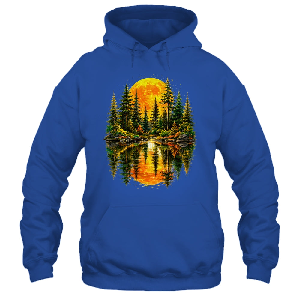 Nature Reflection Us Flag Forest Trees Outdoor Wildlife Shirt & Tank Top | siriusteestore