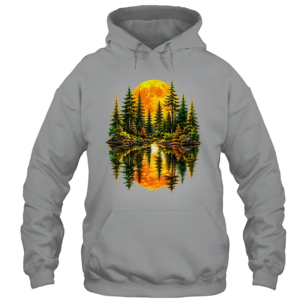 Nature Reflection Us Flag Forest Trees Outdoor Wildlife Shirt & Tank Top | siriusteestore
