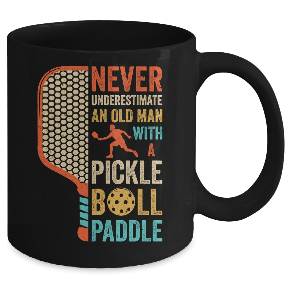 Never Underestimate an Old Man with A Pickleball Paddle Retro Mug | siriusteestore