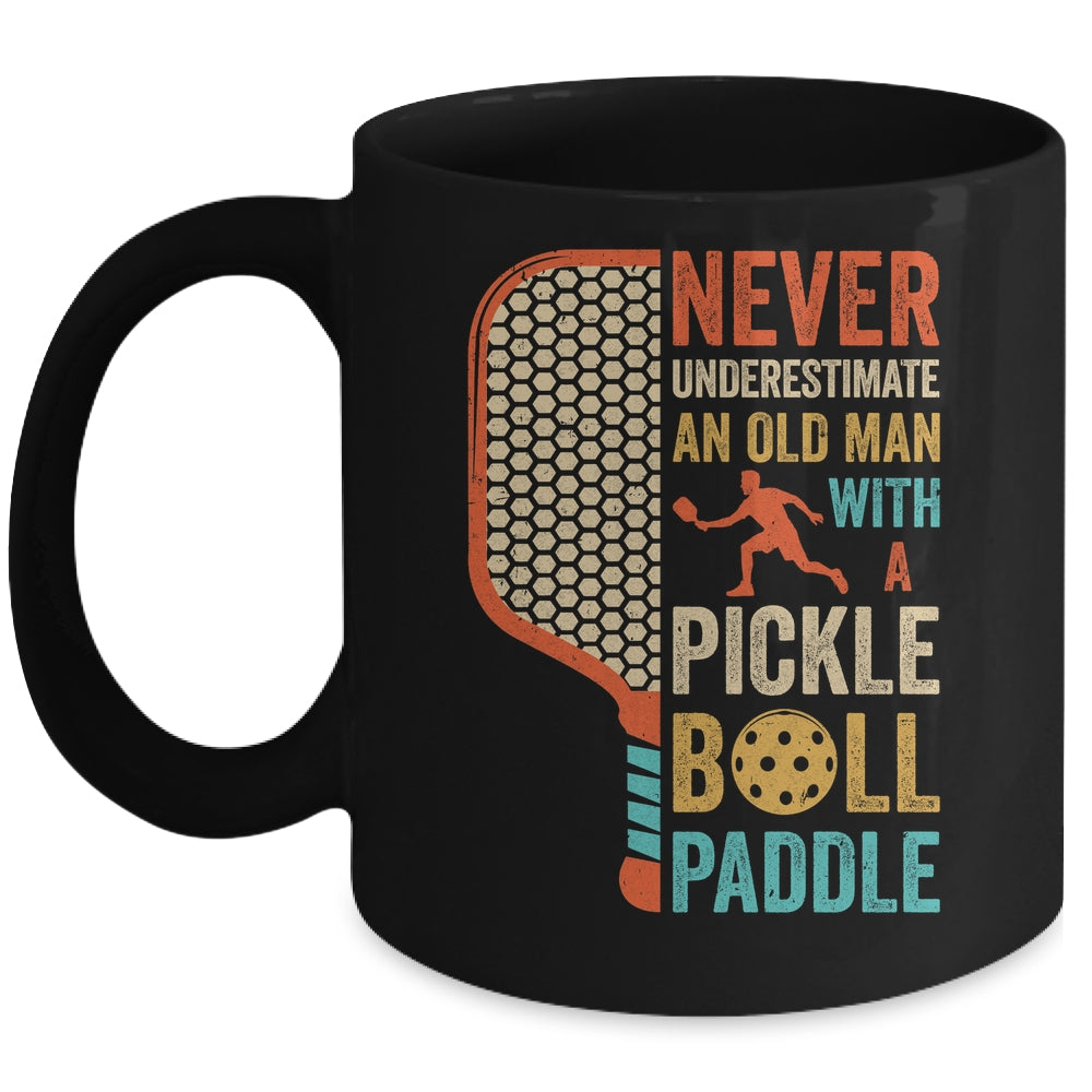 Never Underestimate an Old Man with A Pickleball Paddle Retro Mug | siriusteestore