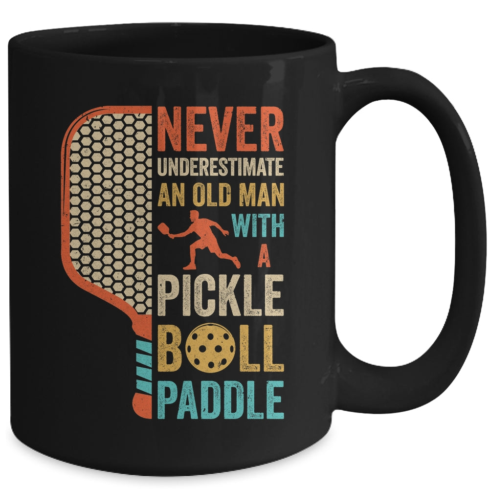 Never Underestimate an Old Man with A Pickleball Paddle Retro Mug | siriusteestore
