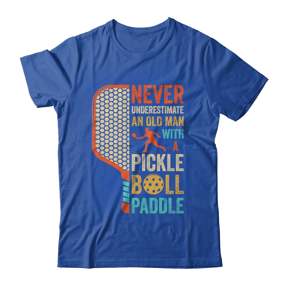 Never Underestimate an Old Man with A Pickleball Paddle Retro Shirt & Hoodie | siriusteestore