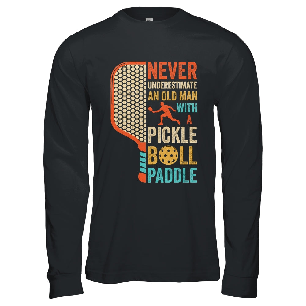 Never Underestimate an Old Man with A Pickleball Paddle Retro Shirt & Hoodie | siriusteestore