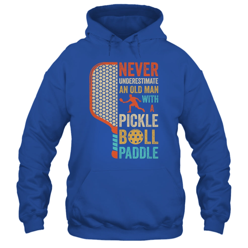 Never Underestimate an Old Man with A Pickleball Paddle Retro Shirt & Hoodie | siriusteestore