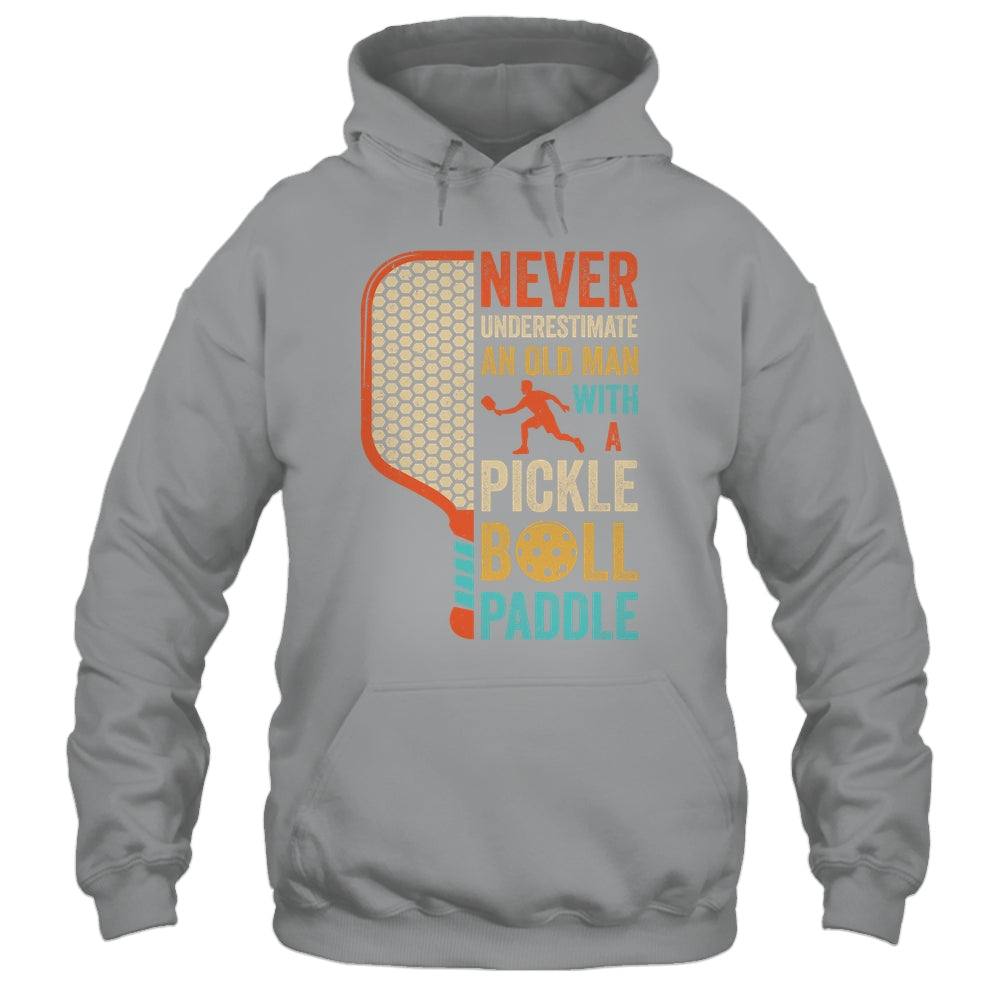 Never Underestimate an Old Man with A Pickleball Paddle Retro Shirt & Hoodie | siriusteestore