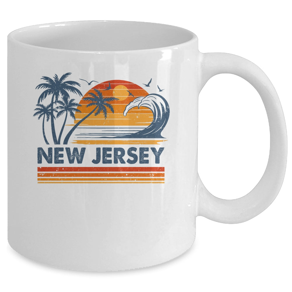 New Jersey Vacation Sunset Cute 70s Vintage Retro Beach Mug | siriusteestore