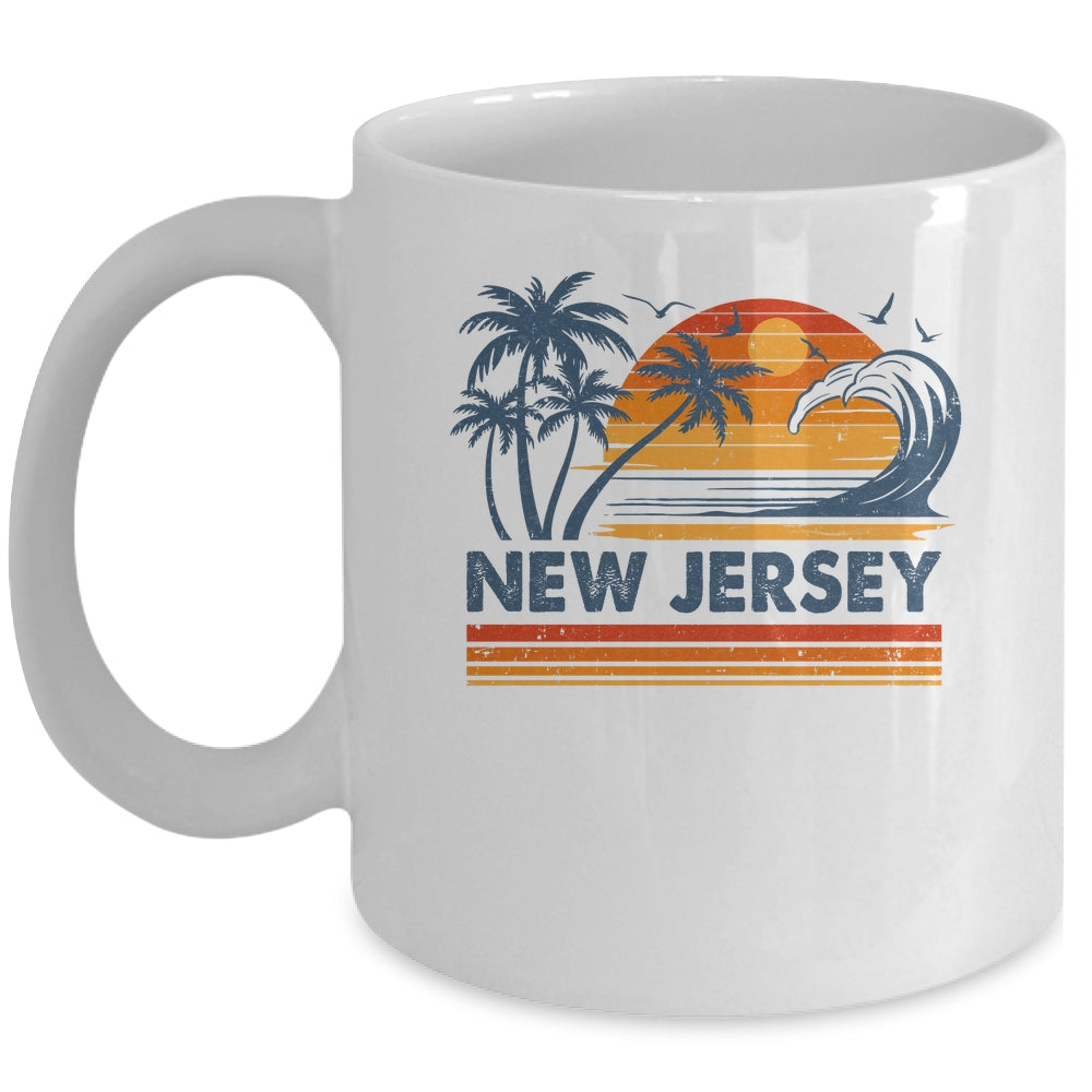 New Jersey Vacation Sunset Cute 70s Vintage Retro Beach Mug | siriusteestore