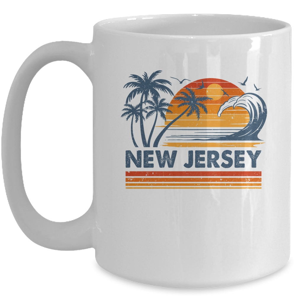 New Jersey Vacation Sunset Cute 70s Vintage Retro Beach Mug | siriusteestore