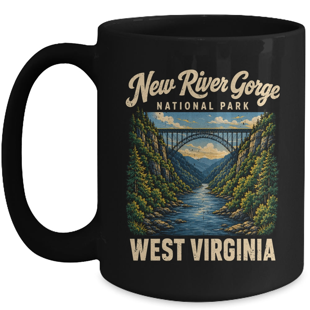 New River Gorge National Park Bridge Rafting Hiking Vintage Mug | siriusteestore