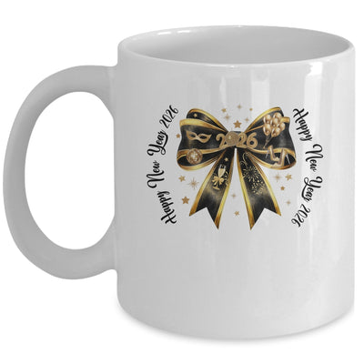 New Year 2026 Coquette Bow New Years Disco Ball Gold Retro Mug | siriusteestore