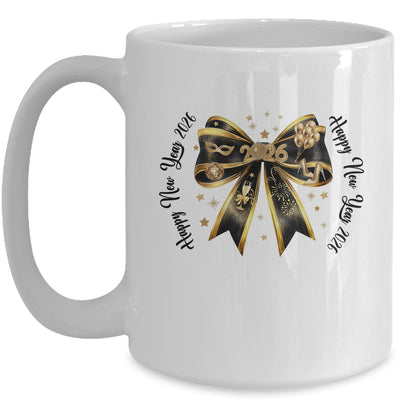 New Year 2026 Coquette Bow New Years Disco Ball Gold Retro Mug | siriusteestore