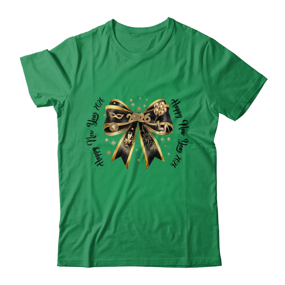 New Year 2026 Coquette Bow New Years Disco Ball Gold Retro Shirt & Hoodie | siriusteestore