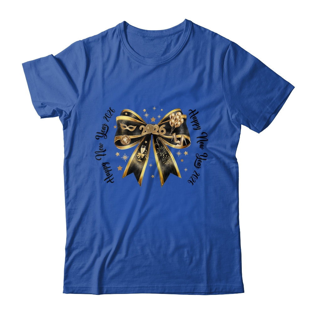 New Year 2026 Coquette Bow New Years Disco Ball Gold Retro Shirt & Hoodie | siriusteestore