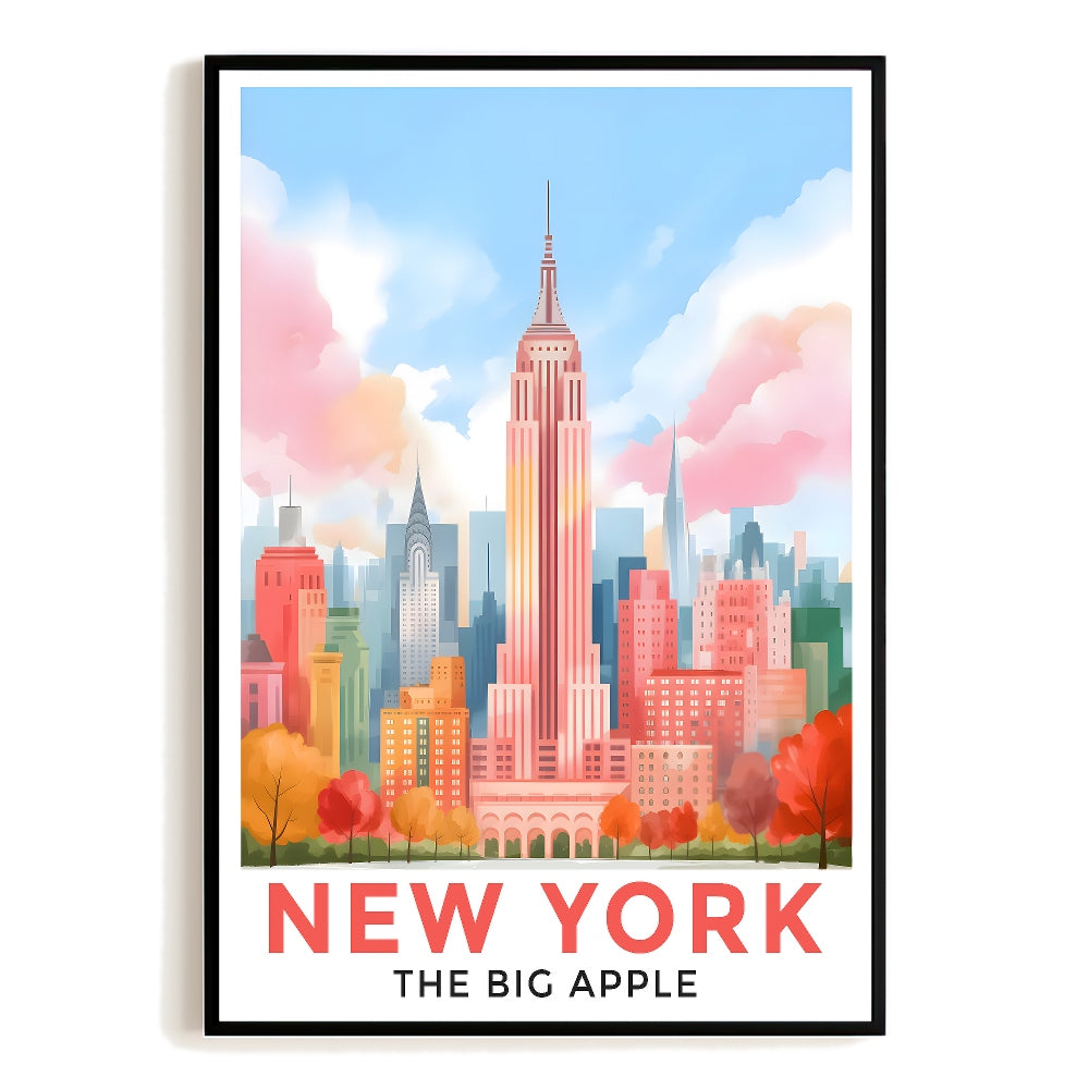New York City Print Travel Poster Retro Big Apple NY City Souvenir Wall Art Landscape Painting Picture Suitable For Home Room Living Room Office Bedroom Decor Unframed | siriusteestore