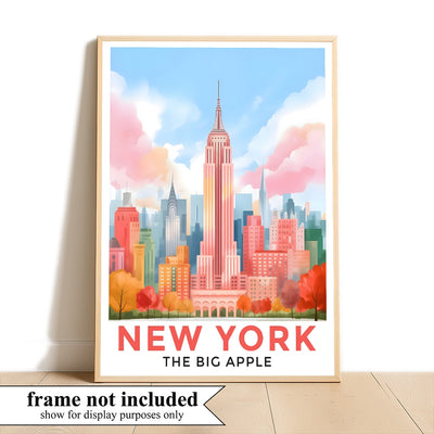 New York City Print Travel Poster Retro Big Apple NY City Souvenir Wall Art Landscape Painting Picture Suitable For Home Room Living Room Office Bedroom Decor Unframed | siriusteestore