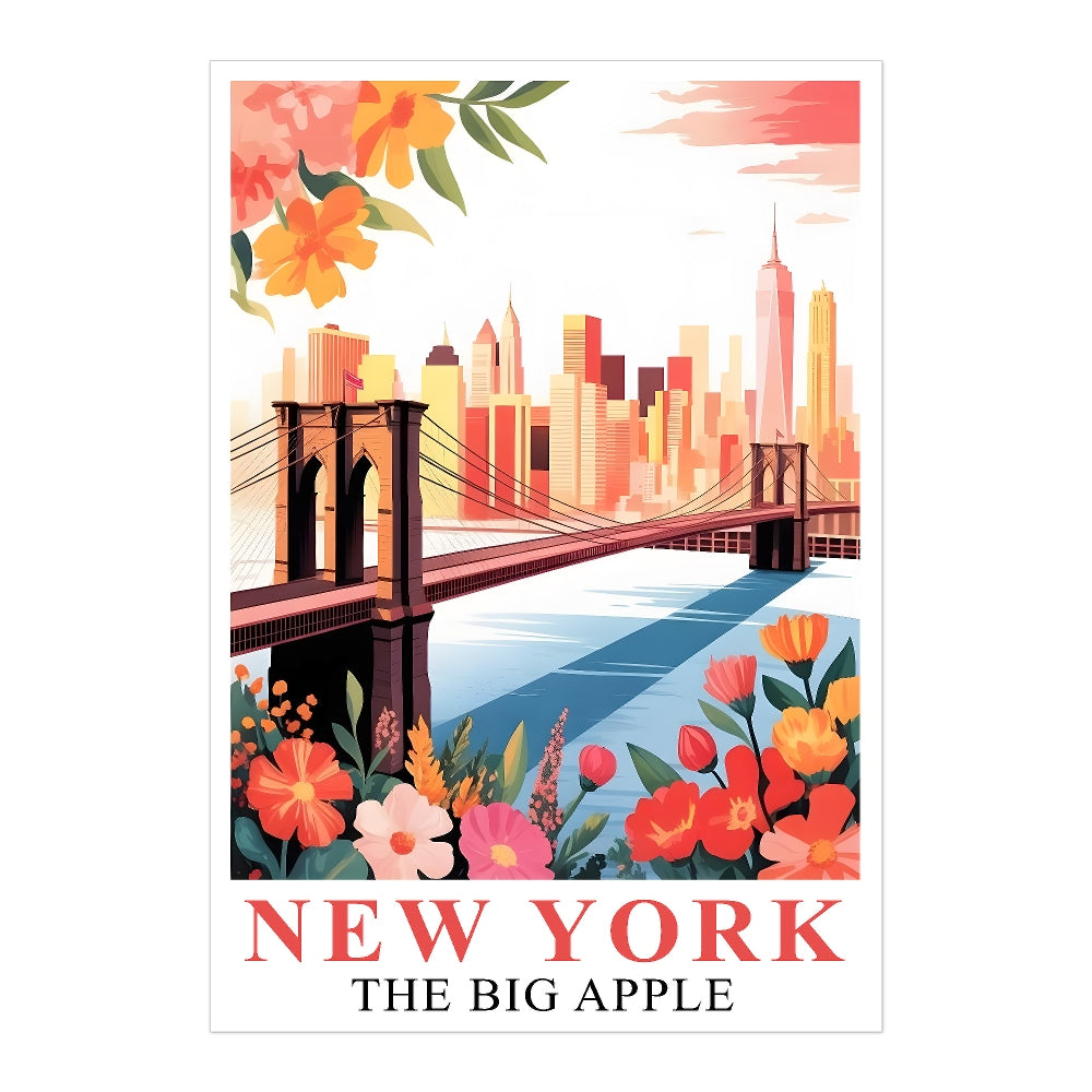New York City Travel Print Poster Brooklyn Bridge Big Apple State NY Souvenir Wall Art Landscape Picture For Home Room Living Room Office Bedroom Decor Unframed | siriusteestore
