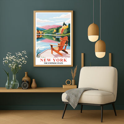 New York Travel Print Poster Nature Empire State NY Souvenir Wall Art Landscape Painting Picture Suitable For Home Room Living Room Office Bedroom Decor Unframed | siriusteestore