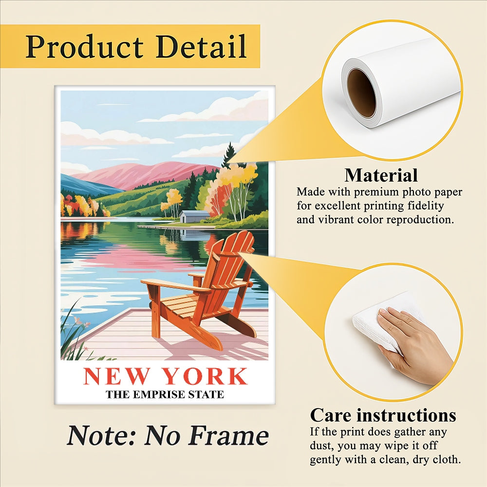 New York Travel Print Poster Nature Empire State NY Souvenir Wall Art Landscape Painting Picture Suitable For Home Room Living Room Office Bedroom Decor Unframed | siriusteestore