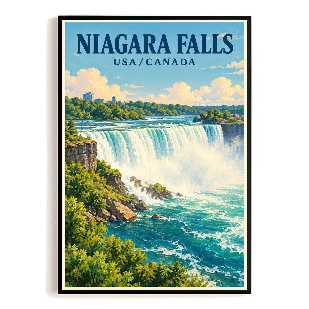 Niagara Falls Usa Canada Travel Gift Poster Vintage Waterfall Wall Art Print Scenic Nature Landmark Landscape Decor For Home Living Room Bedroom Souvenir Unframed | siriusteestore