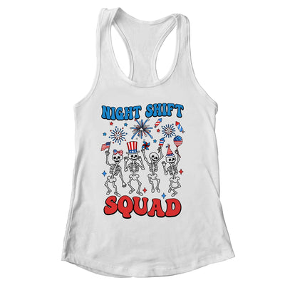 Night Shift Nurse 4th Of July Skeletons Night Shift Squad Shirt & Tank Top | siriusteestore