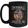 Normal Isnt Coming Back Jesus Is Revelation 14 US Flag Lion Mug | siriusteestore