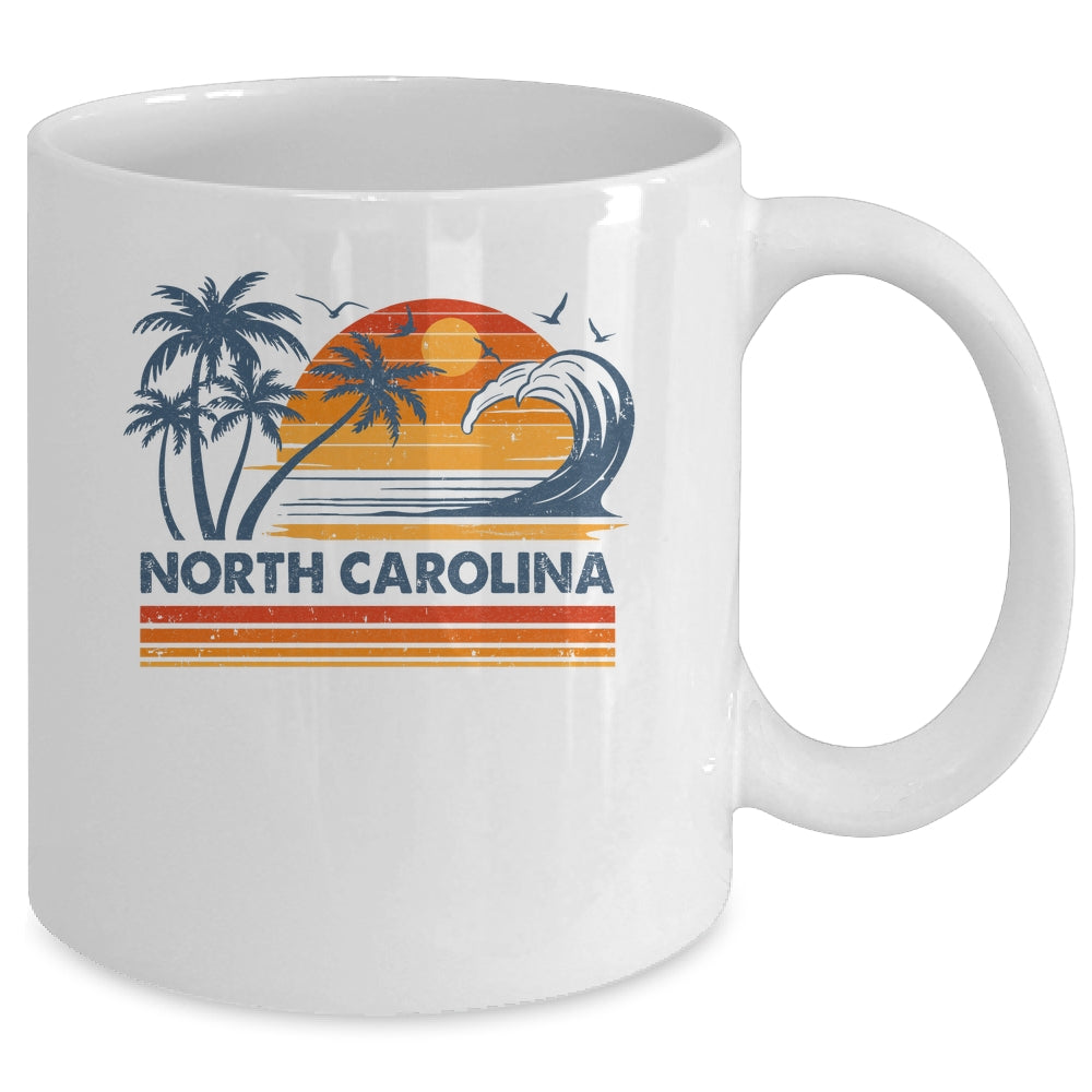 North Carolina Vacation Sunset Cute 70s Vintage Retro Beach Mug | siriusteestore