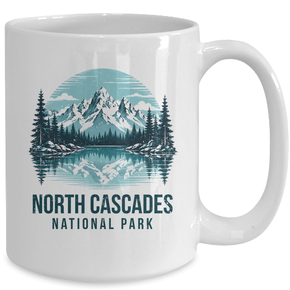 North Cascades National Park Retro Mountain Lake Outdoor Hiking Mug | siriusteestore