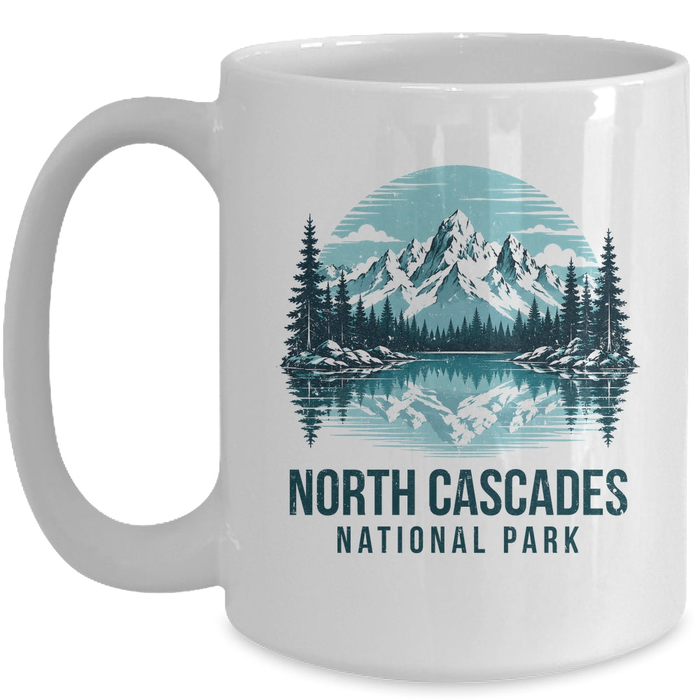 North Cascades National Park Retro Mountain Lake Outdoor Hiking Mug | siriusteestore