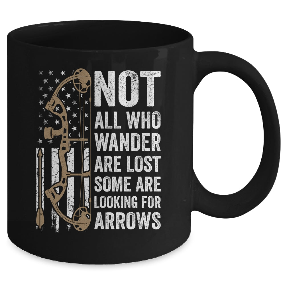 Not All Who Wander Are Lost Bow Funny Archery American Flag Mug | siriusteestore
