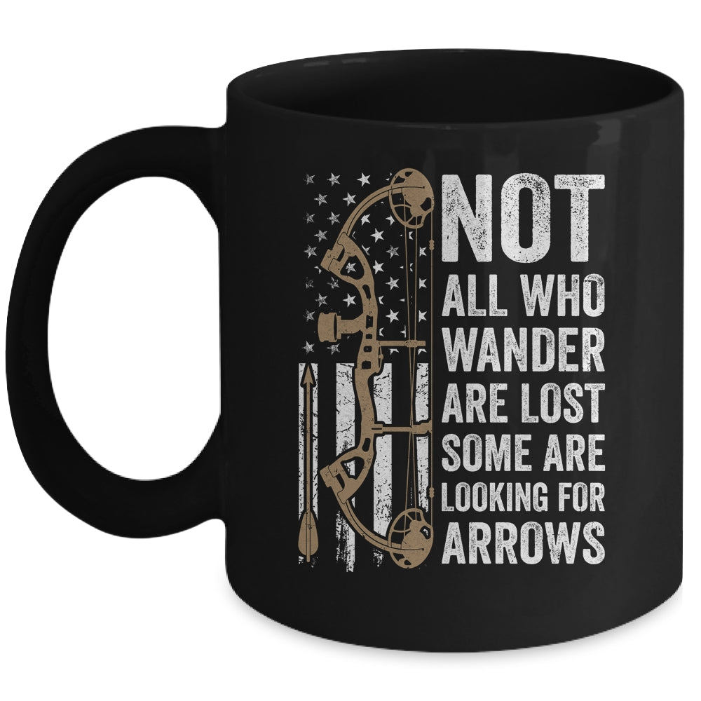Not All Who Wander Are Lost Bow Funny Archery American Flag Mug | siriusteestore