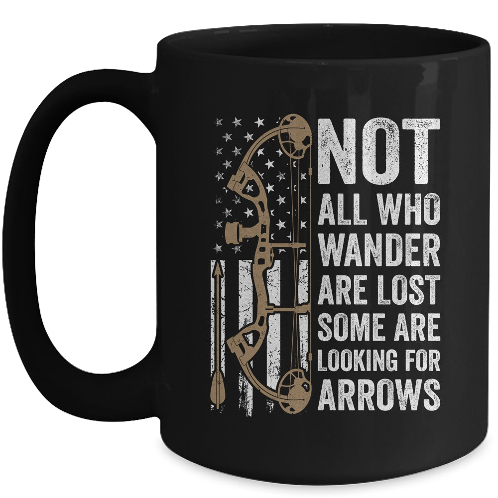 Not All Who Wander Are Lost Bow Funny Archery American Flag Mug | siriusteestore